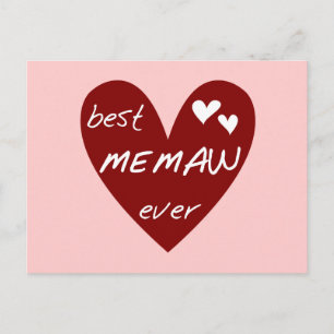 Red Heart Best Memaw T-shirts och presenter Vykort