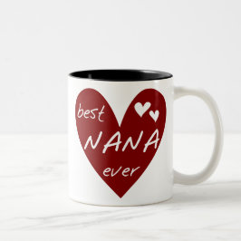 Red Heart Best Nana någonsin T-shirts och presente Två-Tonad Mugg