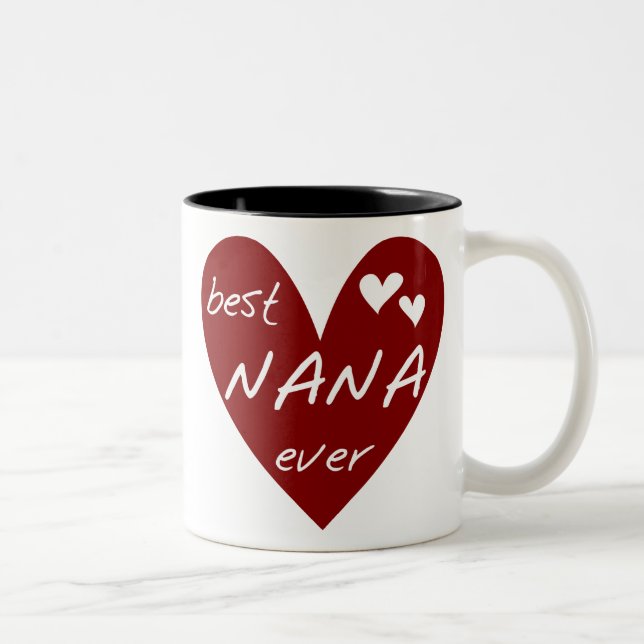 Red Heart Best Nana någonsin T-shirts och presente Två-Tonad Mugg (Höger)