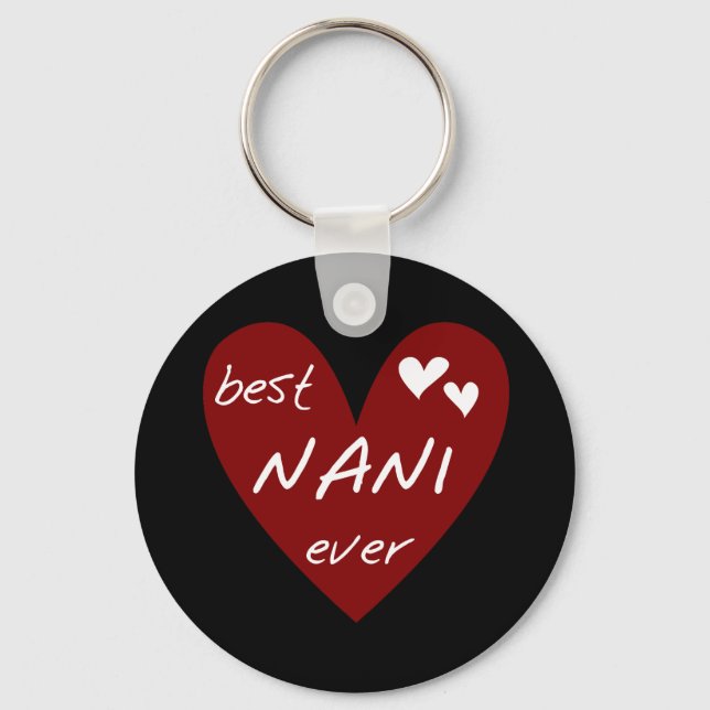 Red Heart Best Nani Aldrig T-shirts och GIfts Nyckelring (Framsida)