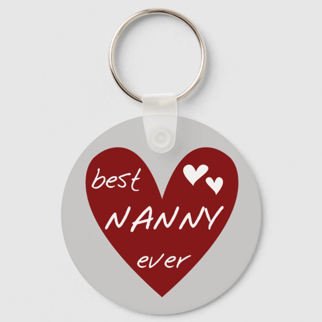 Red Heart Best Nanny Aldrig T-shirts och presenter Nyckelring (Framsida)