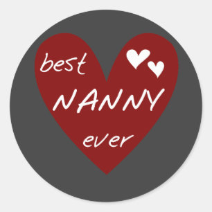 Red Heart Best Nanny Aldrig T-shirts och presenter Runt Klistermärke