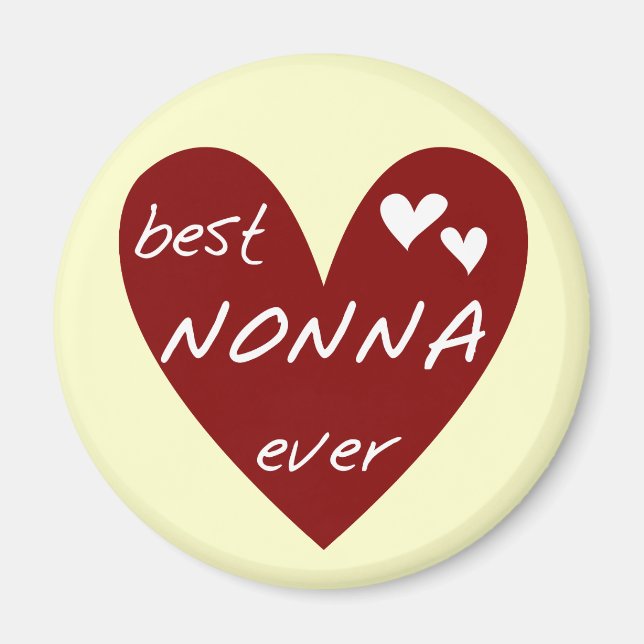 Red Heart Best Nonna nånsin T-shirts-presenter Magnet (Framsidan)