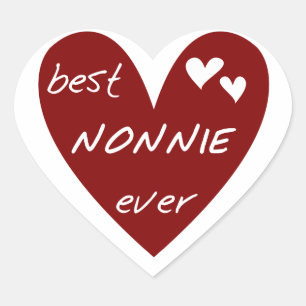 Red Heart Best Nonnie Aldrig T-shirts och presente Hjärtformat Klistermärke