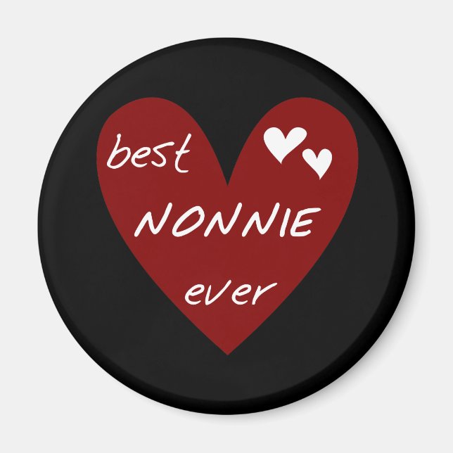 Red Heart Best Nonnie Aldrig T-shirts och presente Magnet (Framsidan)