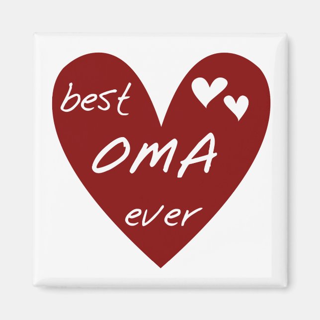 Red Heart Best Oma Aldrig T-shirts och presenter Magnet (Framsidan)