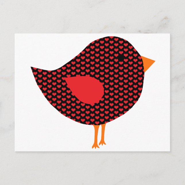 Red Heart Bird Vykort (Framsida)