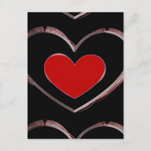 Red Heart Black Pop Art Kärlek vykort