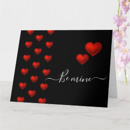 Red Heart Black Valentine Card Kort