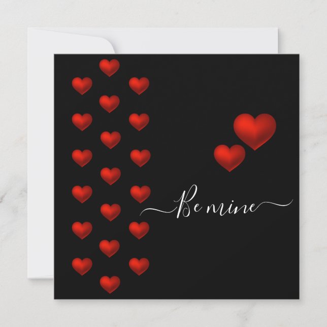 Red Heart Black Valentine Flat Greeting Card Kort (Framsida)