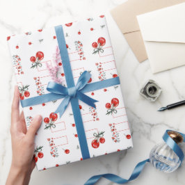 Red Heart Blommigt Cherry Sweet Presentpapper