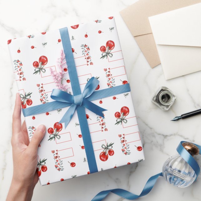 Red Heart Blommigt Cherry Sweet Presentpapper (Gifting)