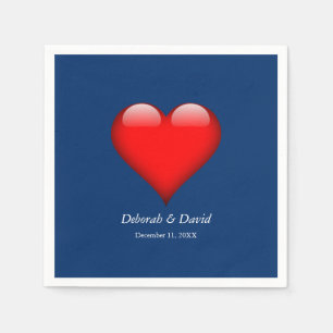 Red Heart Blue Modern Minimalist Bröllop Pappersservett