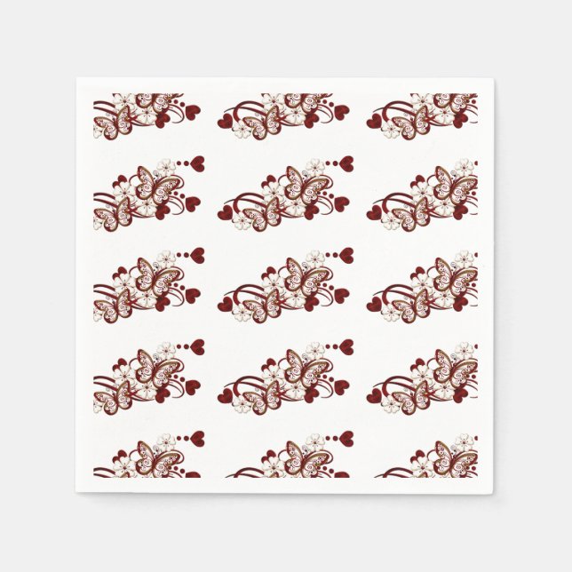 Red Heart Butterflies Mönster Pappersservett (Framsidan)