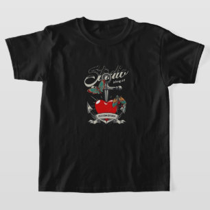 Red Heart & Butterflies Studio Inking Art T Shirt