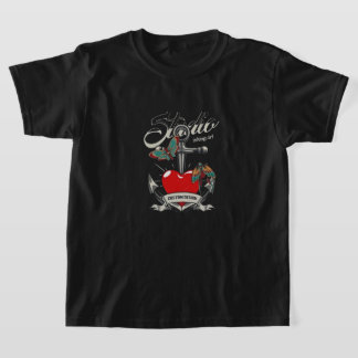 Red Heart & Butterflies Studio Inking Art T Shirt