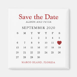Red Heart Calendar Bröllop spara datum Magnet