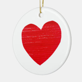 Red Heart Ceramic Ornament