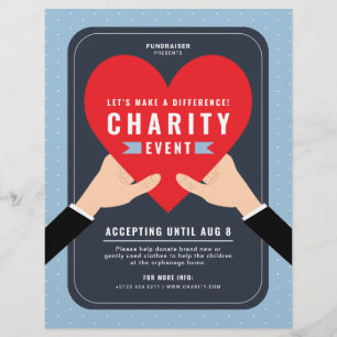 Red Heart Charity Fundraiser-händelse Reklamblad