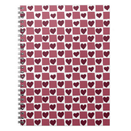 Red Heart Checkerboard Pattern Anteckningsbok