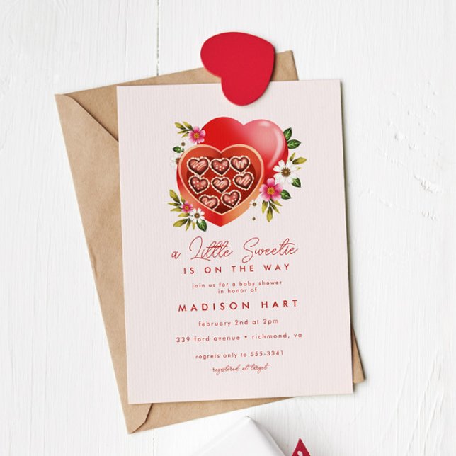 Red Heart Chocolate Valentine Day Baby Shower Inbjudningar (Skapare uppladdad)