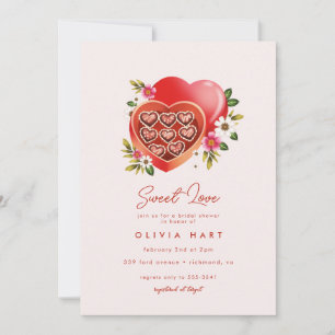 Red Heart Chocolate Valentine Day Möhippa Inbjudningar