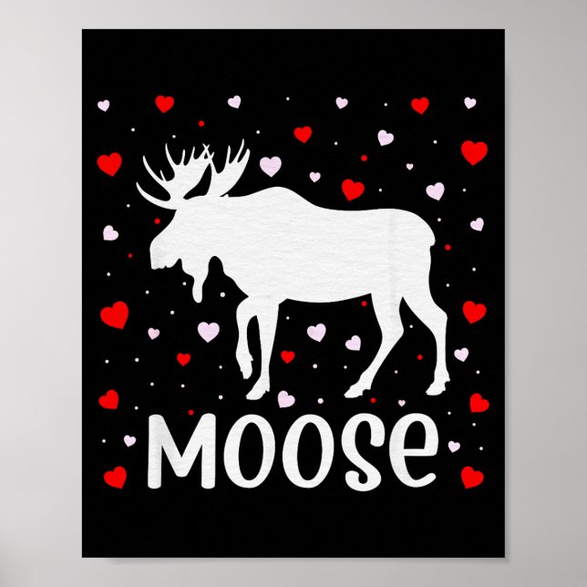 Red Heart Cud Love Graphic Moose Lover Valentine D Poster (Framsidan)