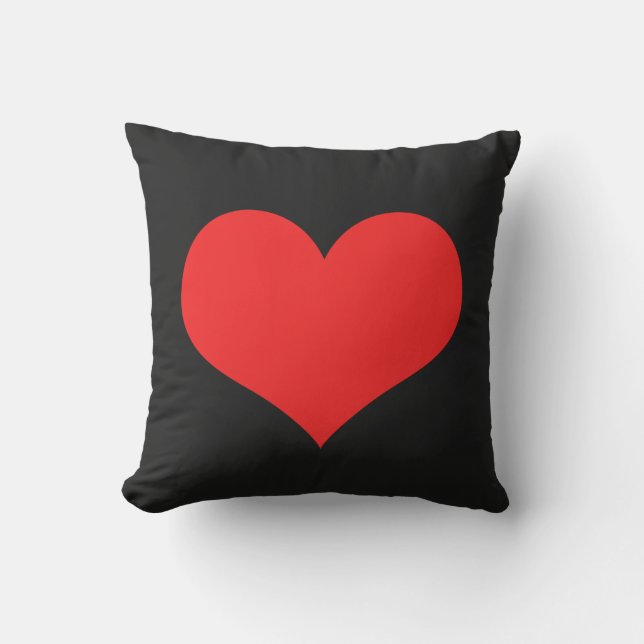 Red Heart Cute Valentine Day Black Anpassningsbar  Kudde (Framsida)