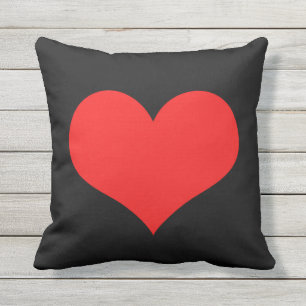 Red Heart Cute Valentine Day Black Anpassningsbar  Kudde