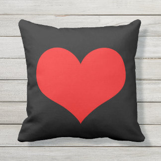 Red Heart Cute Valentine Day Black Anpassningsbar Kudde