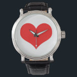 Red Heart Cute Valentine Day White Anpassningsbar  Armbandsur<br><div class="desc">Utskrivet med stort rött hjärta mönster i fast vit färg bakgrund.</div>