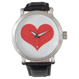Red Heart Cute Valentine Day White Anpassningsbar Armbandsur