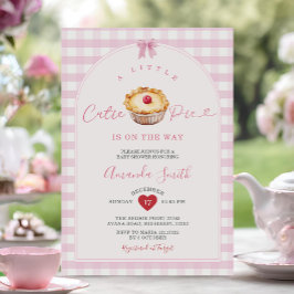Red Heart Cutie Paj Rosa Gingham Baby Shower Inbjudningar