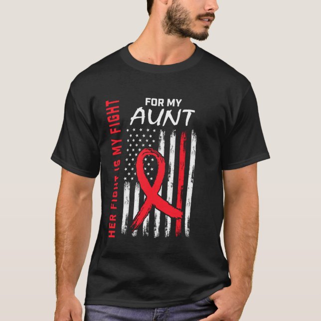 Red Heart Disease Awareness Flag Aunt Supporter Pr T Shirt (Framsida)