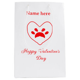 Red heart dog cat paw happy Valentine's day name 