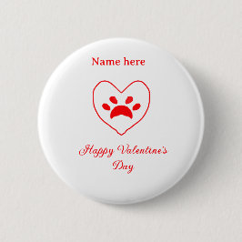 Red heart dog cat paw happy Valentine's day name  Knapp