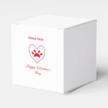 Red heart dog cat paw happy Valentine's day name