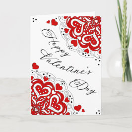 Red Heart Doily Valentine Day Card Kort