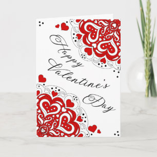 Red Heart Doily Valentine Day Card Kort