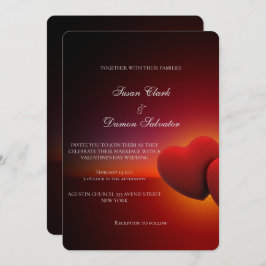 Red Heart Elegant Valentines Bröllopsdag Inbjudningar