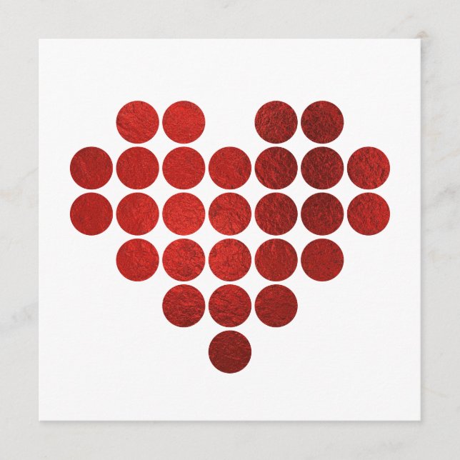 RED HEART FAUX GOLD FOIL DOTS VALENTINS DAGKORT JULKORT (Framsida)