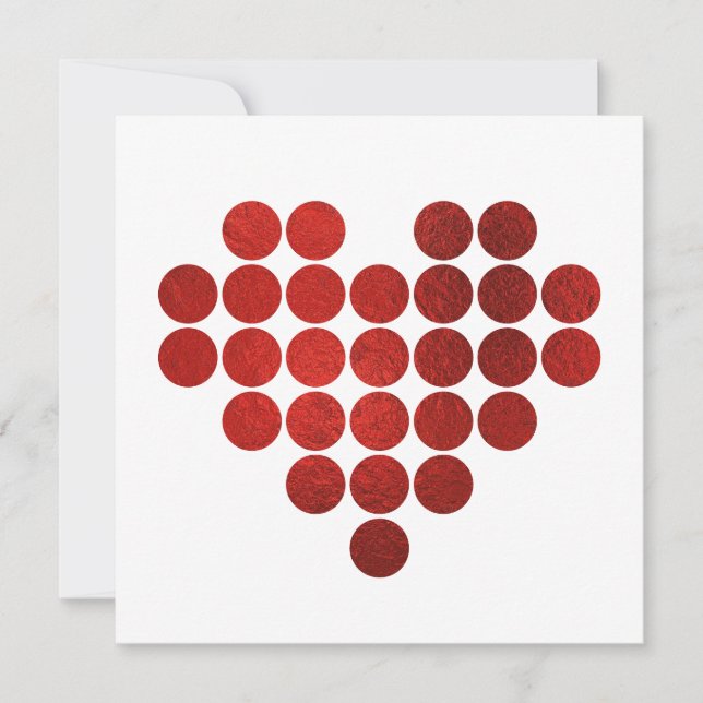 RED HEART FAUX GOLD FOIL DOTS VALENTINS DAGKORT JULKORT (Framsida)