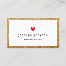 Red Heart Faux Guld Glitter Romantik författare Visitkort