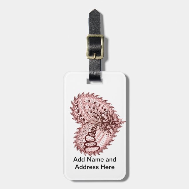 Red Heart Fire Doodle Bagagebricka (Vertikal Framsida)