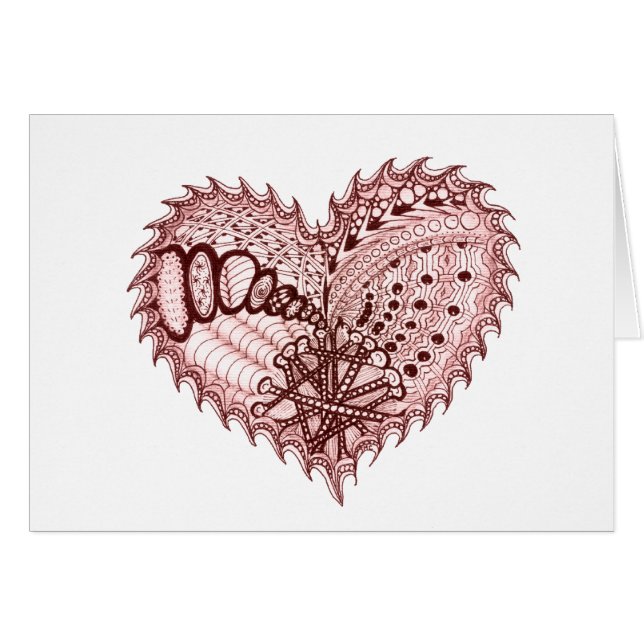 Red Heart Fire Doodle Hälsningskort (Framsidan Horizontal)