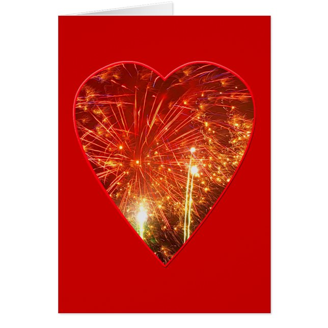 Red Heart Fireworks Hälsningskort (Framsidan)