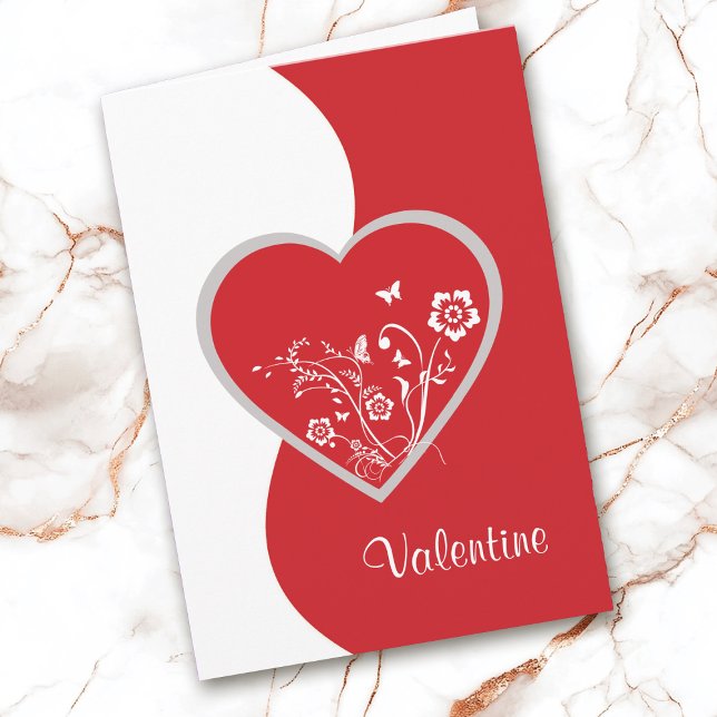Red Heart Flower Valentine Card Helgkort (Skapare uppladdad)