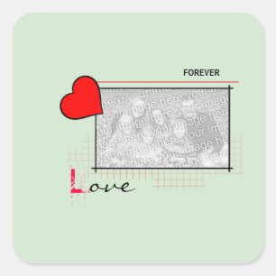 Red Heart Forever love Photo Fyrkantigt Klistermärke