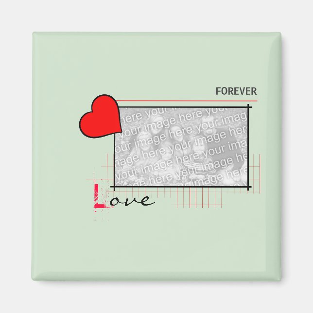 Red Heart Forever love Photo Magnet (Framsidan)