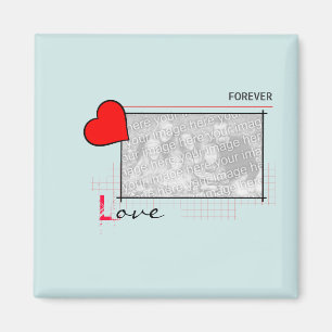 Red Heart Forever love Photo Magnet